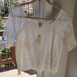 Anthropologie Cream Lace Blouse